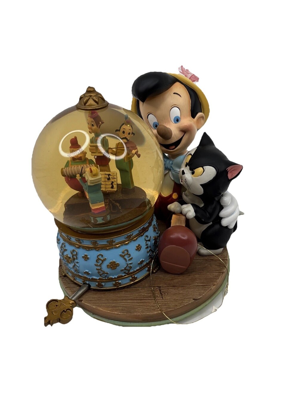 Disney Pinocchio and Figaro Magic Musical Animated Snow Globe Brahm's Waltz Rare